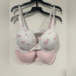 Charisma Floral Lace Bra - Pink and White